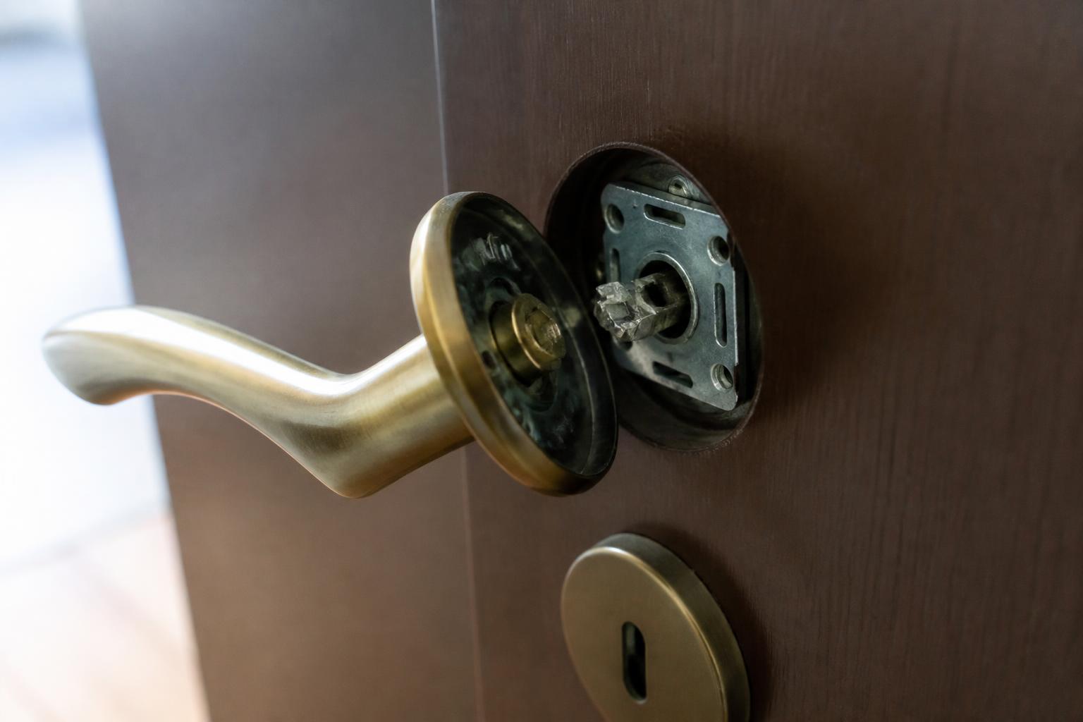 découvrez que faire lorsque la poignée de votre porte tourne dans le vide à cause d'un fouillot de serrure cassé, avec des conseils pratiques pour réparer ou remplacer votre serrure.
