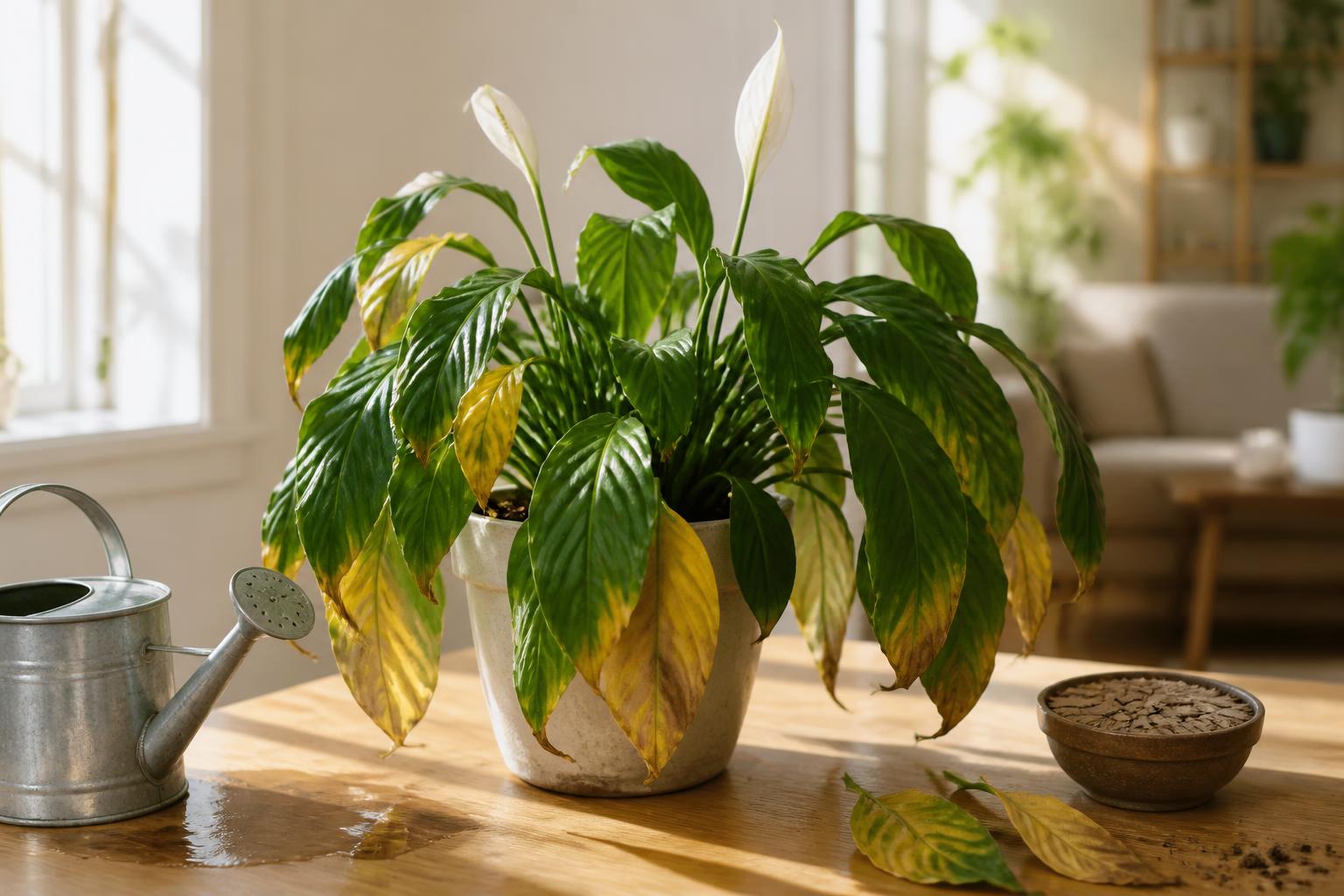 découvrez comment identifier les causes des feuilles tombantes de votre spathiphyllum et apprenez des méthodes efficaces pour le sauver et préserver sa beauté.
