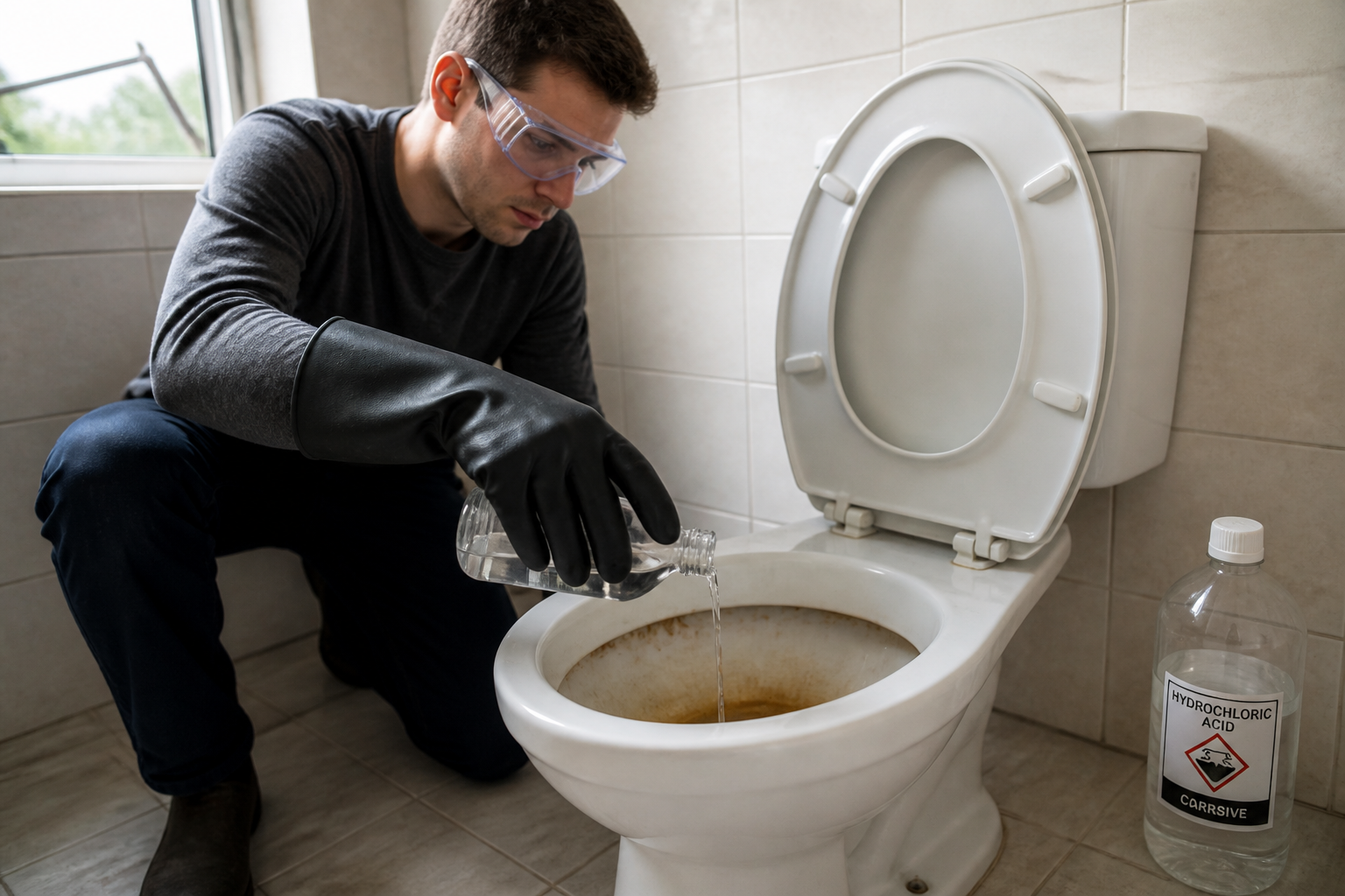 Acide chlorhydrique dans les WC : bonne ou mauvaise idée ?