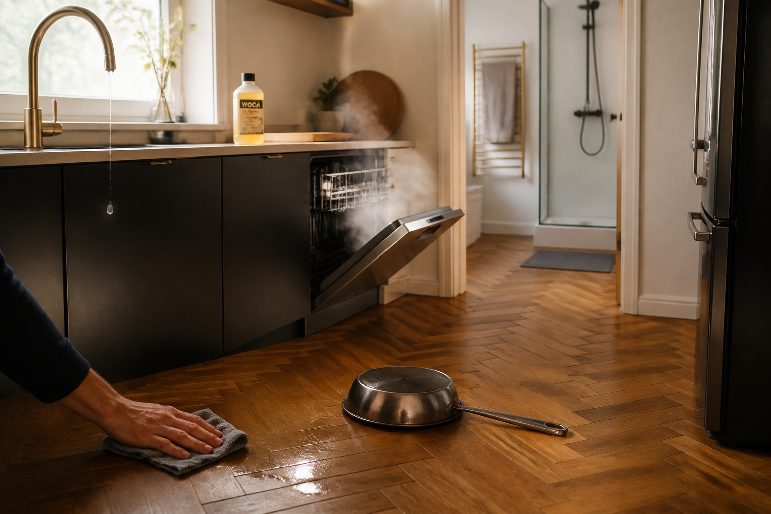 Parquet dans une cuisine ou une salle de bain : les bons choix pour les pièces exposées