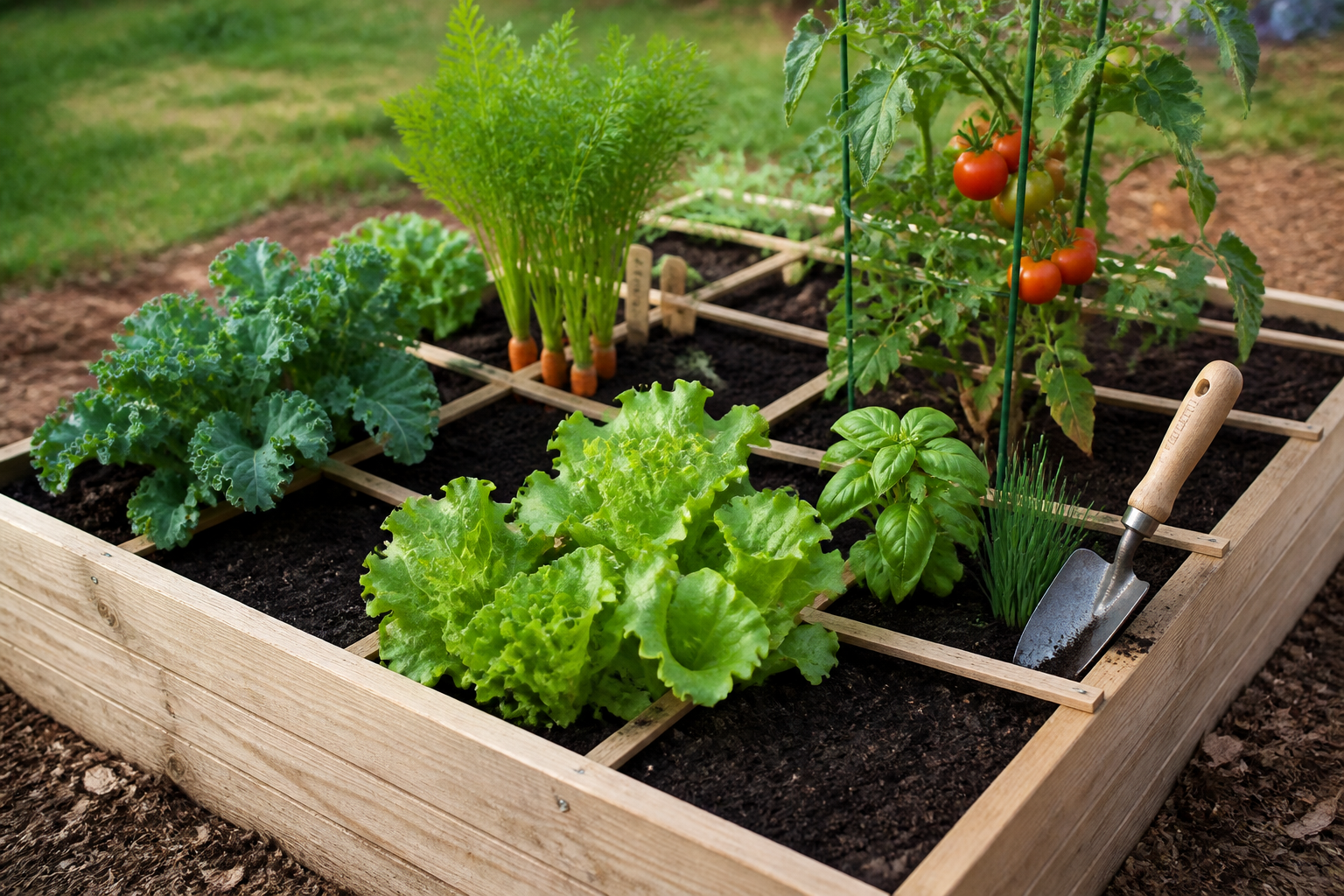 Potager carré : le plan pour 4 saisons de récoltes