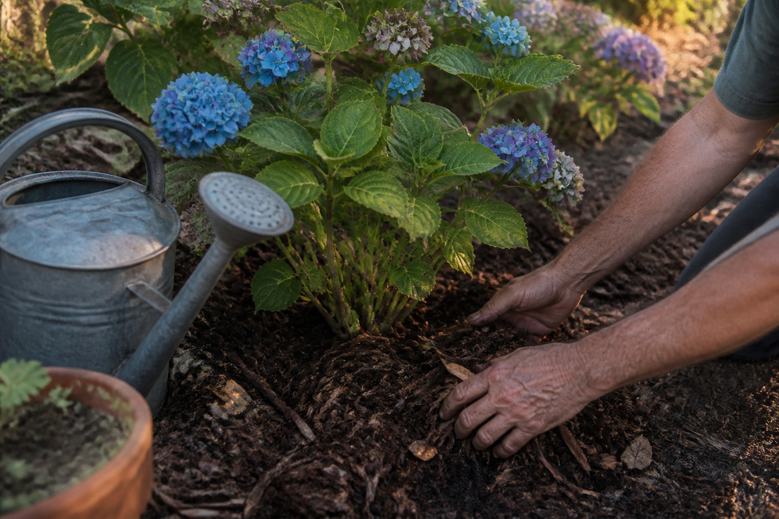 Hortensias en été : le geste du soir qui sauve la floraison