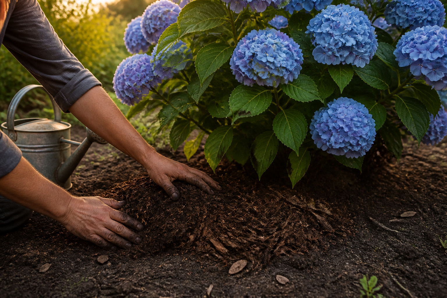 Hortensias en été : le geste du soir qui sauve la floraison