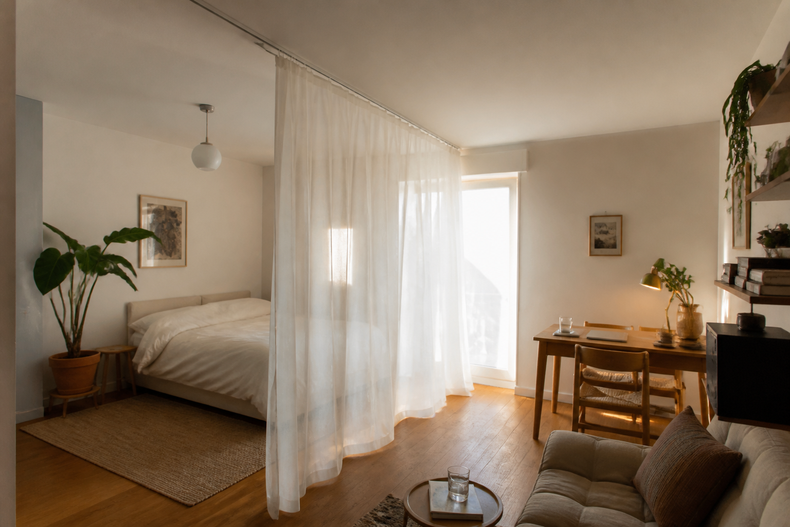 Séparateur de pièce en rideau : l'astuce des décorateurs pour gagner de l'espace