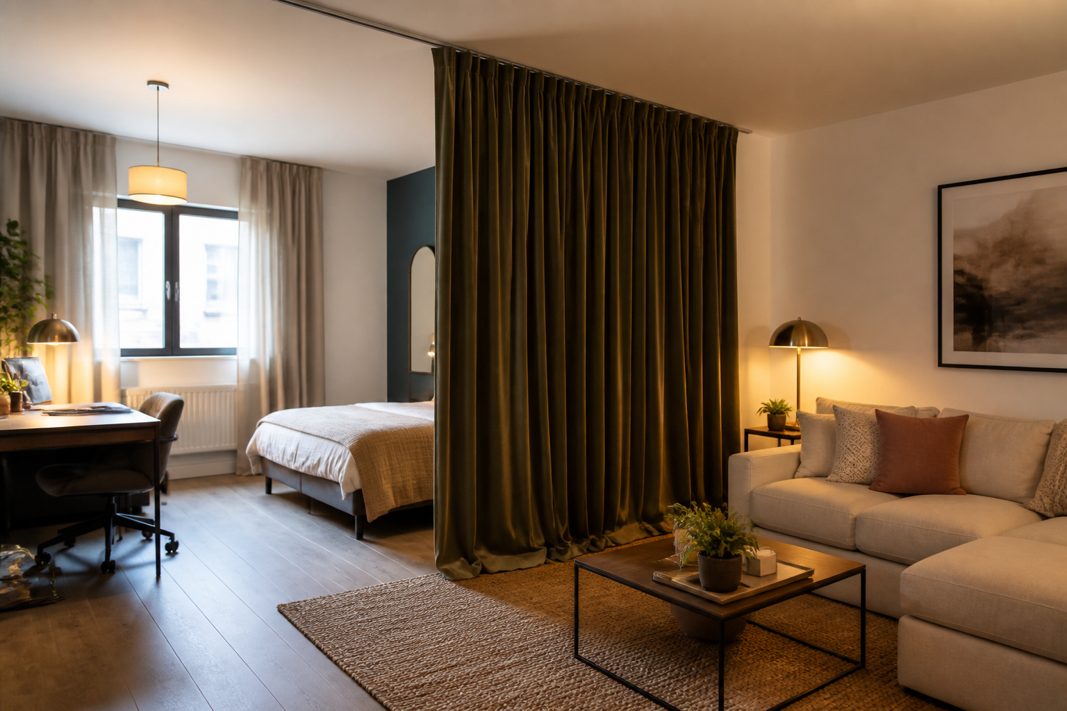 Séparateur de pièce en rideau : l'astuce des décorateurs pour gagner de l'espace